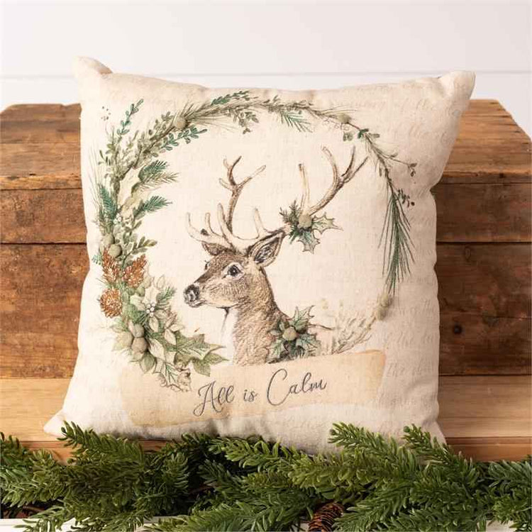 Embroidered Pillow Holly & Ivy