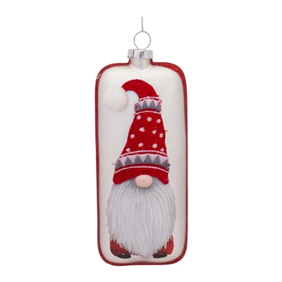Gnome Polka Dot Hat Glass Ornament