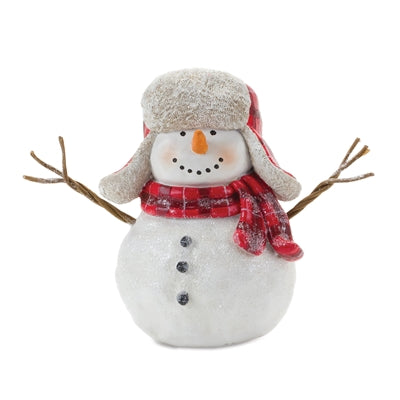 Snowman With Lumberjack Cap