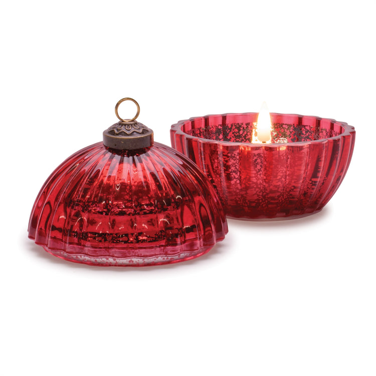 Red Glass Ornament LED Candle