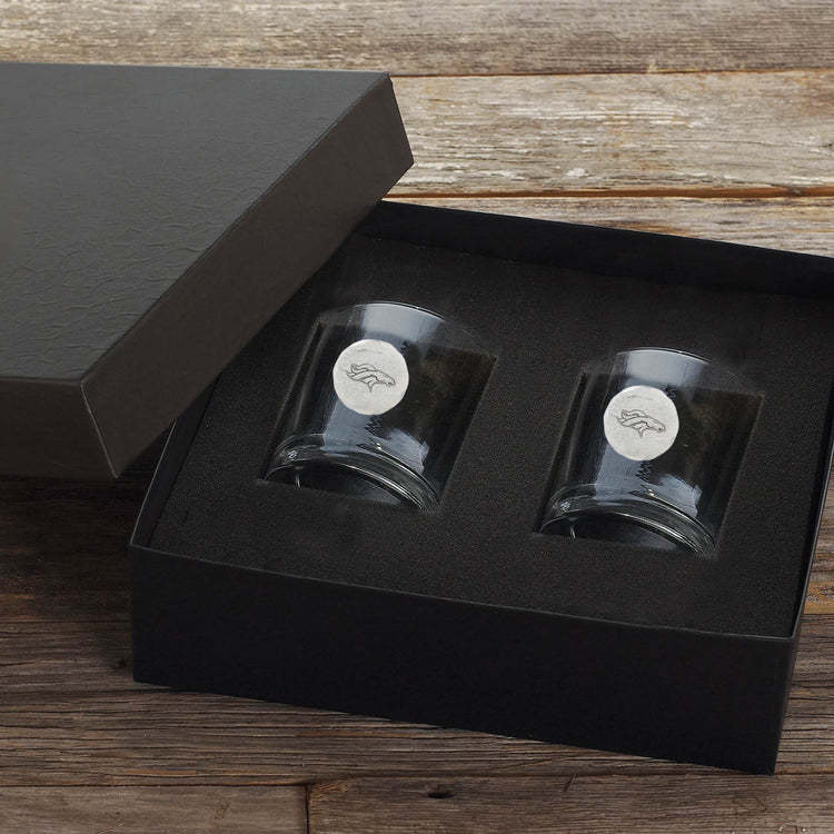 Denver Broncos 2-Piece Stemless Wine Glass Set
