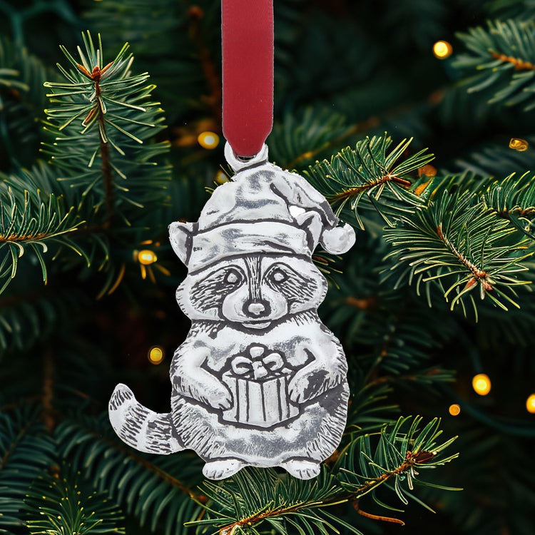 Cozy Critter Racoon Ornament