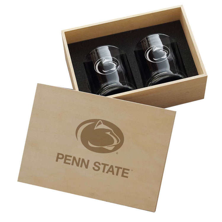 Penn State Nittany Lions 2-Piece Xpress Etched Rocks Glass Set In Collectors Box