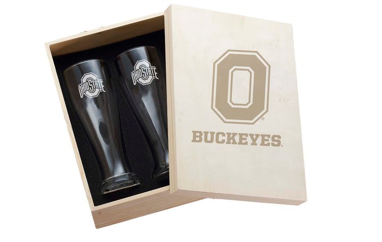 Ohio State Buckeyes 2-Piece Etched Pilsner Set In Collectors Box