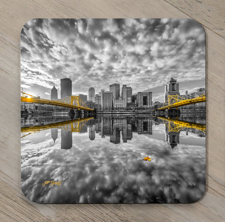 Lonely Leaf Black & Gold Pittsburgh Coaster