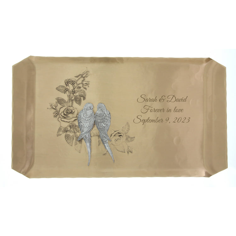 Love Birds Mixed Metal Hostess Tray (Bronze)