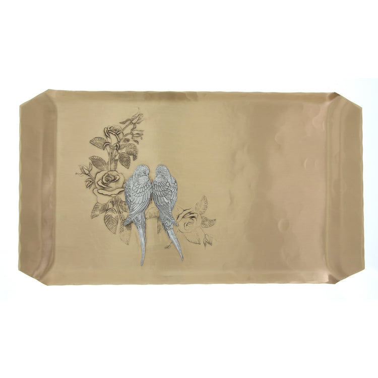 Love Birds Mixed Metal Hostess Tray (Bronze)