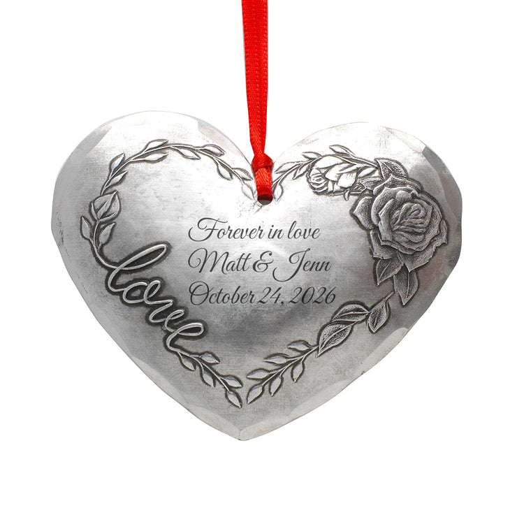 Personalized Love Blooms Heart Ornament