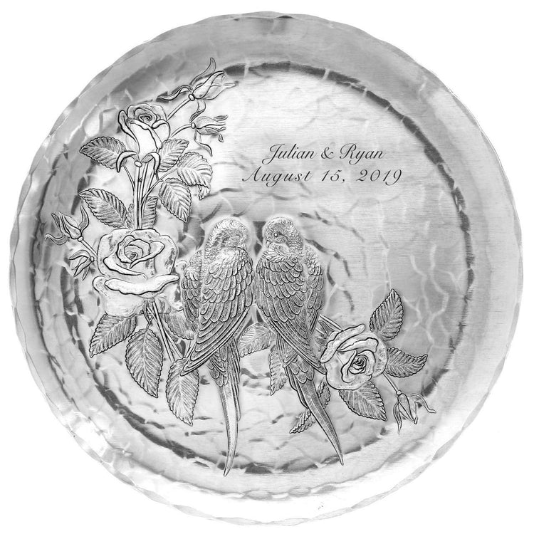 Personalized Aluminum Love Birds Wedding or Anniversary Plate