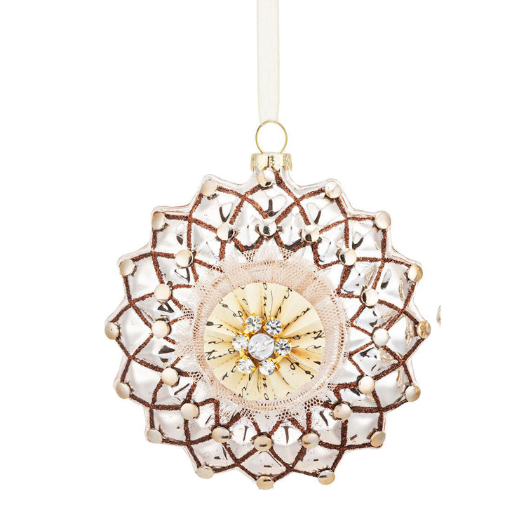Mercury Glass Tulle Ornament - Bronze Accents