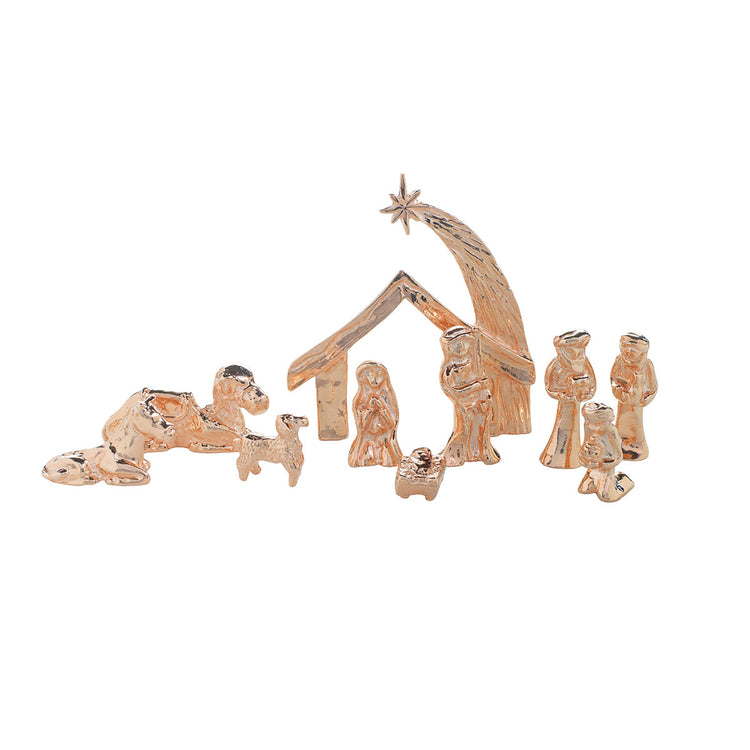 Limited Edition Mini 10-Piece Nativity Set (Plated Rose Gold)