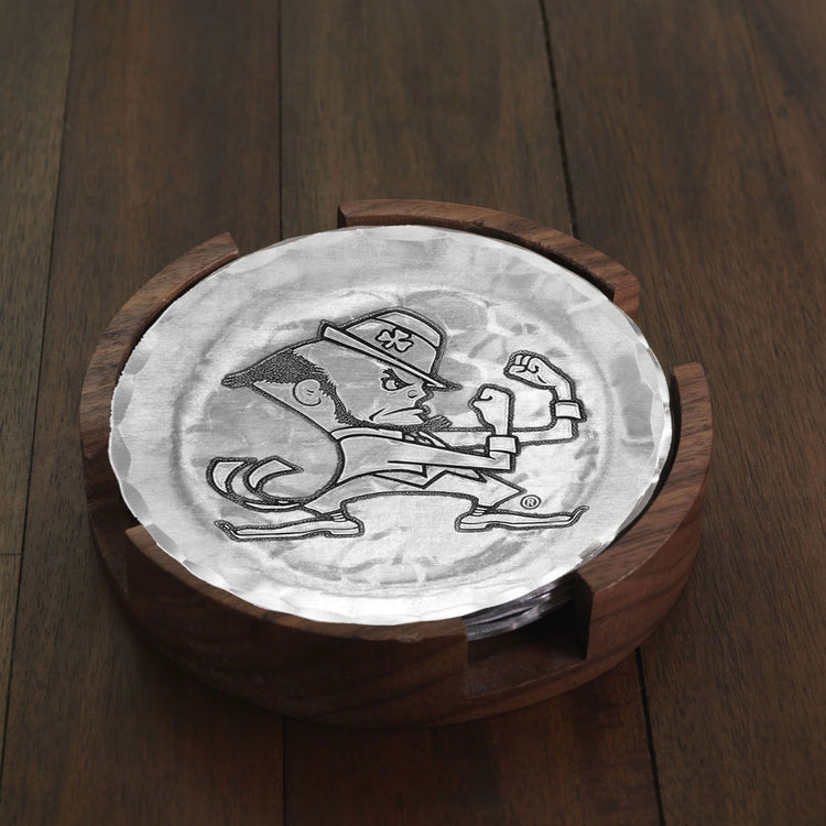 Notre Dame 4-Piece Coaster Set with Round Caddy