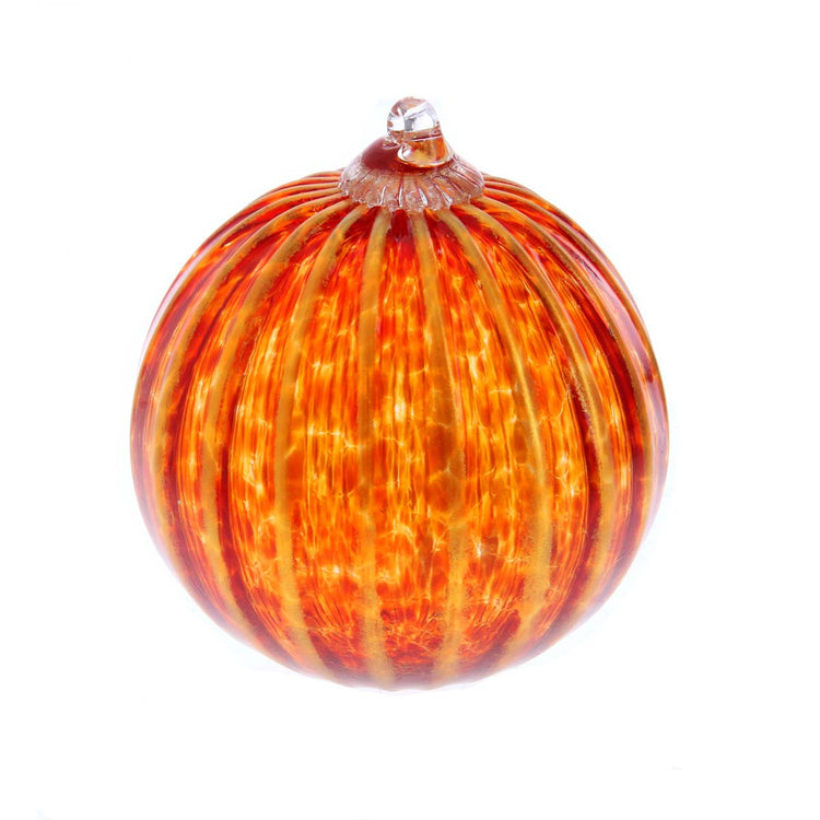 Glass Ornament Jewel Tone Red with Gold Rib