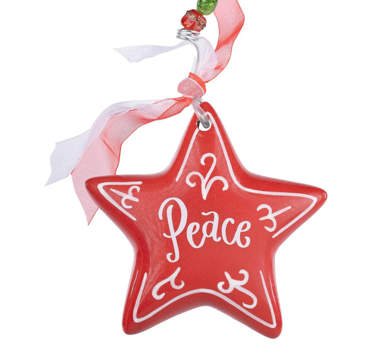 Peace Red Star Ceramic Ornament
