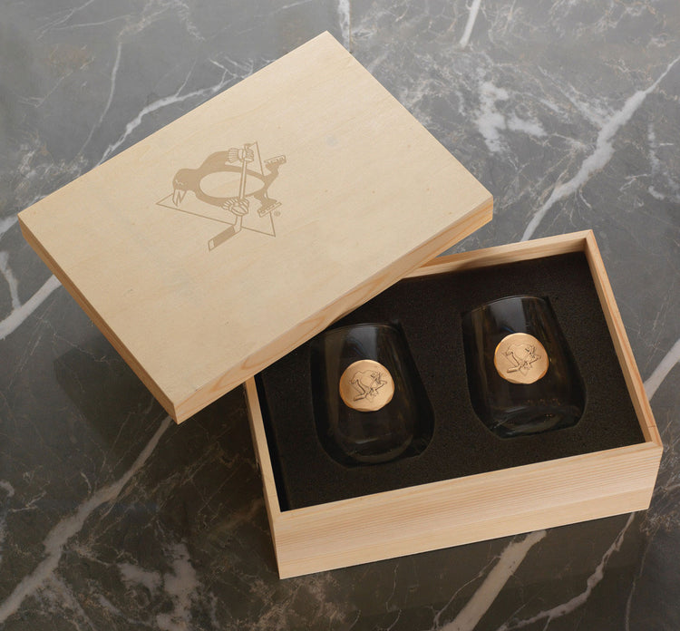 Pittsburgh Penguins 2-Piece Wine Set in Collectible Box (Bronze)
