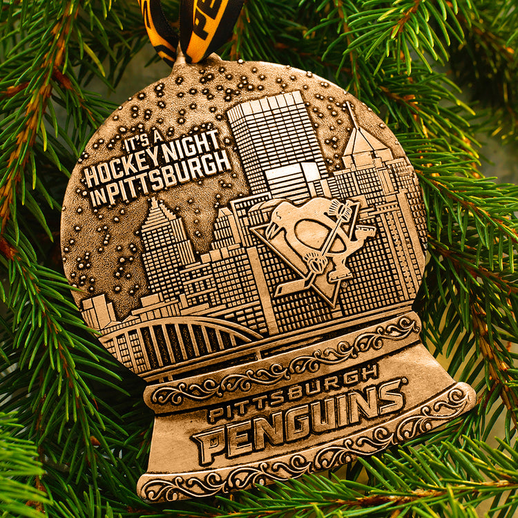 It's a Hockey Night in Pittsburgh 2025 Penguins Snow Globe Ornament (Bronze)