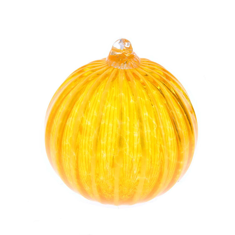 Glass Ornament Jewel Tone Orange with Gold Rib