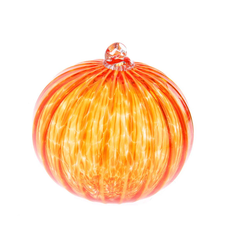 Glass Ornament Jewel Tone Saffron with Gold Rib