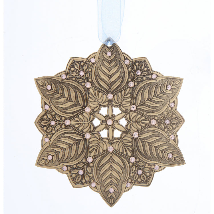 Snow Crystal Winter Greens Ornament  (Bronze)