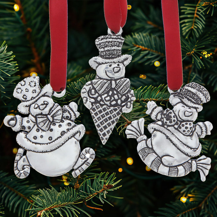 Snowman Confections 3-piece Ornament Set