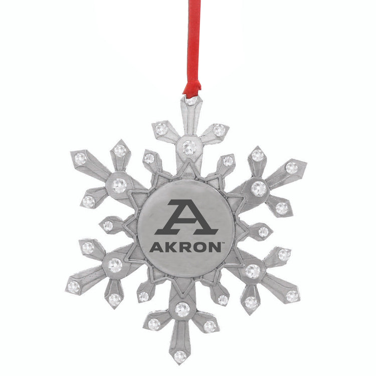 University of Akron Snowflake Ornament with Crystals