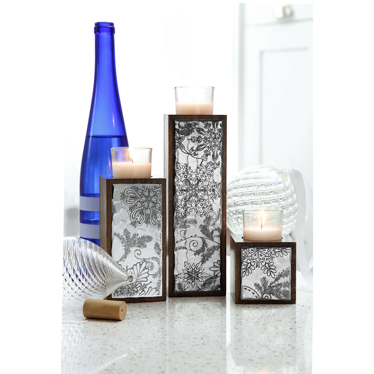 Wintersong 3-Piece Wood Candle Holder Set
