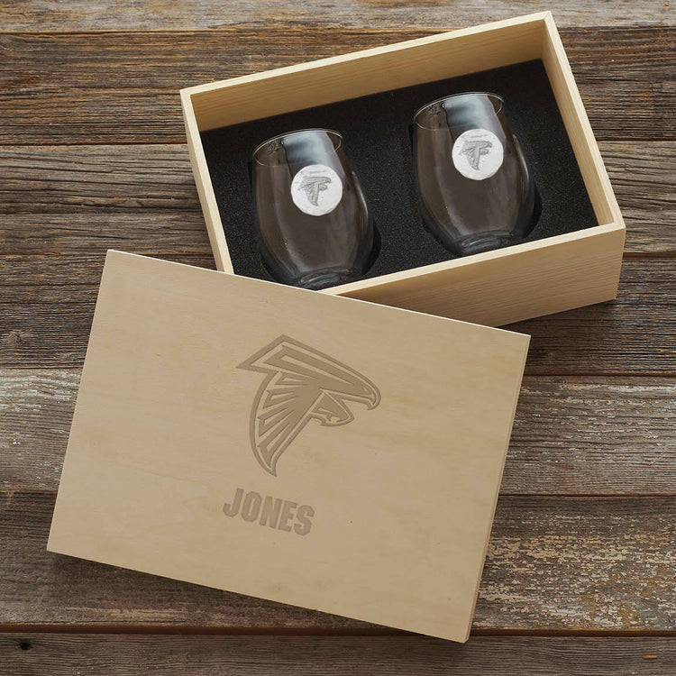 Atlanta Falcons Stemless Wine Glass and Collector's Box