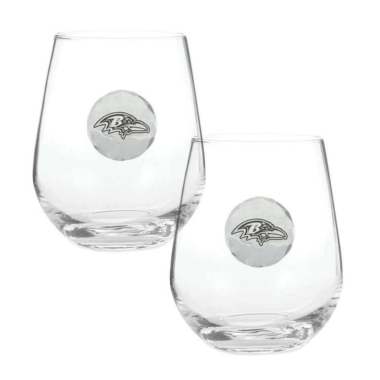 Baltimore Ravens 2-Piece Stemless Wine Glass Set