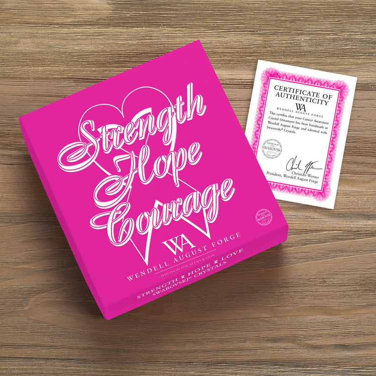 Breast Cancer Awareness Ribbon Ornament with  Crystals