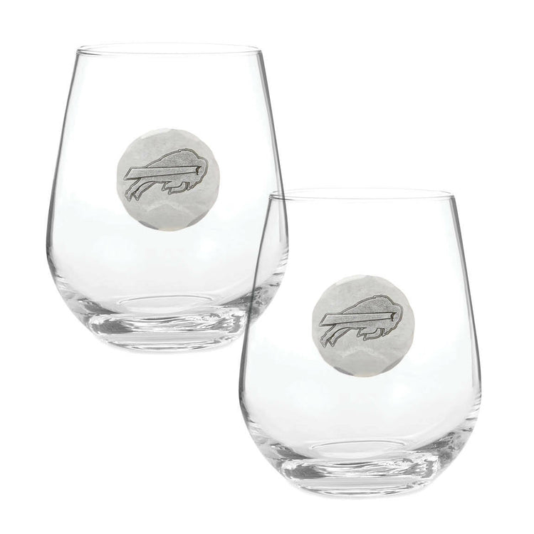 Buffalo Bills Stemless Wine Glass and Collector's Box