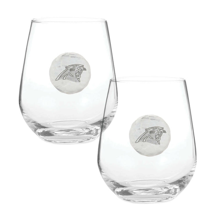 Carolina Panthers Stemless Wine Glass and Collector's Box