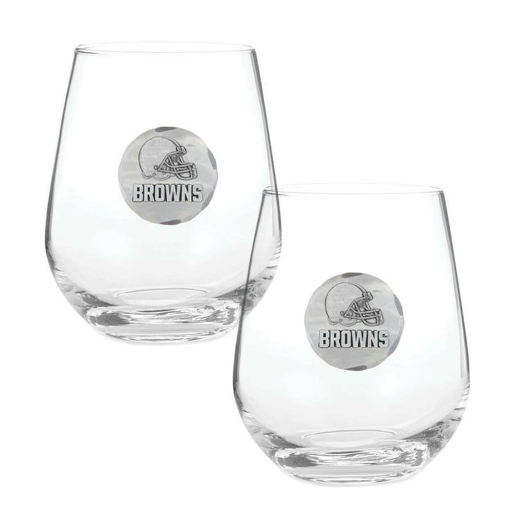 Cleveland Browns 2-Piece Stemless Wine Glass Set (Aluminum)