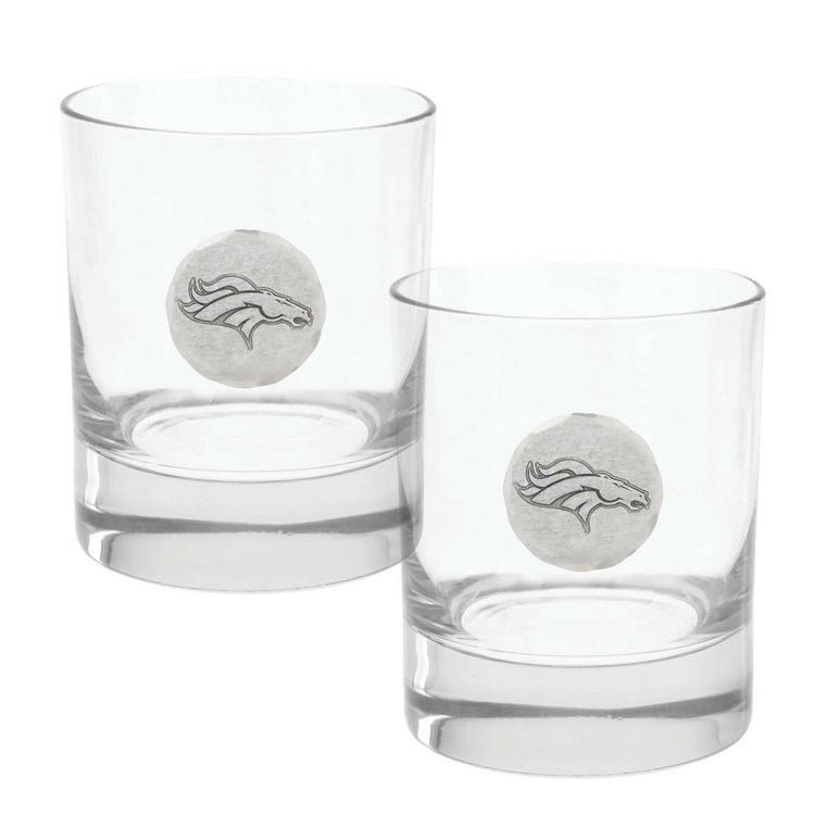 Denver Broncos 2-Piece Rocks Glass Set