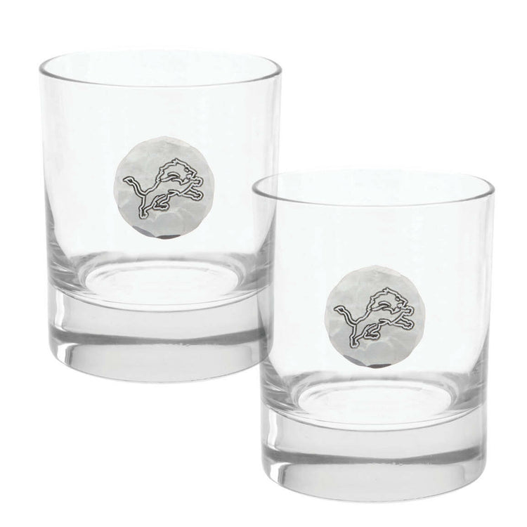 Detroit Lions 2-Piece Rocks Glass Set