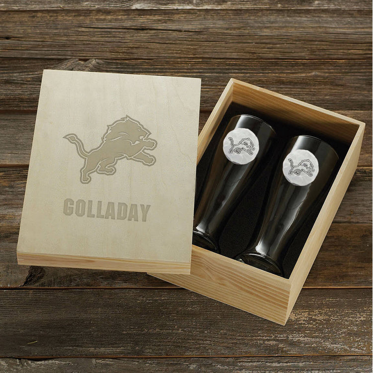 Detroit Lions Pilsner Set and Collector's Box