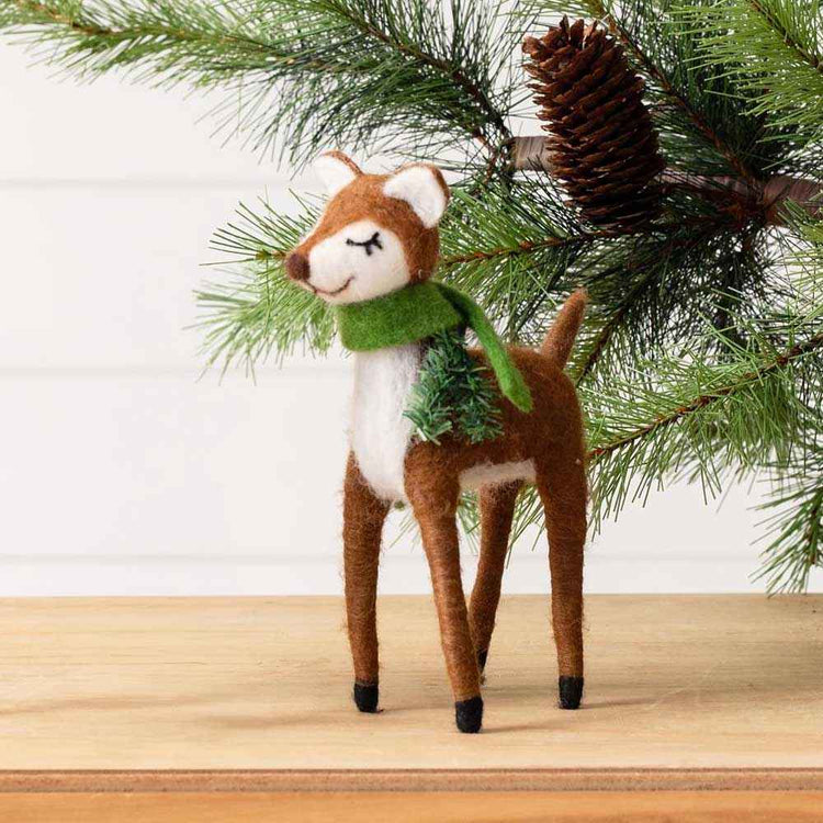 Felted Wool Deer Close Eyed