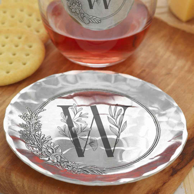 Floral Monogram Initial Coaster