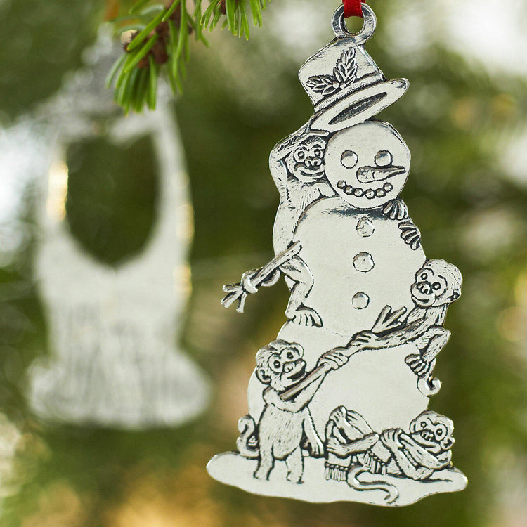Holiday Zoo Monkey Snowman Ornament