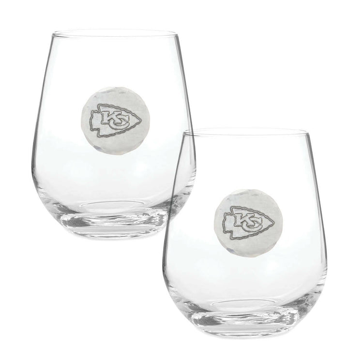 Kansas City Chiefs Stemless Wine Glass Set and Collector's Box