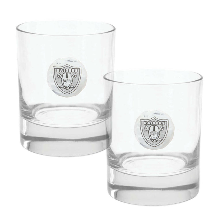 Las Vegas Raiders Rocks Glass Set and Collector's Box