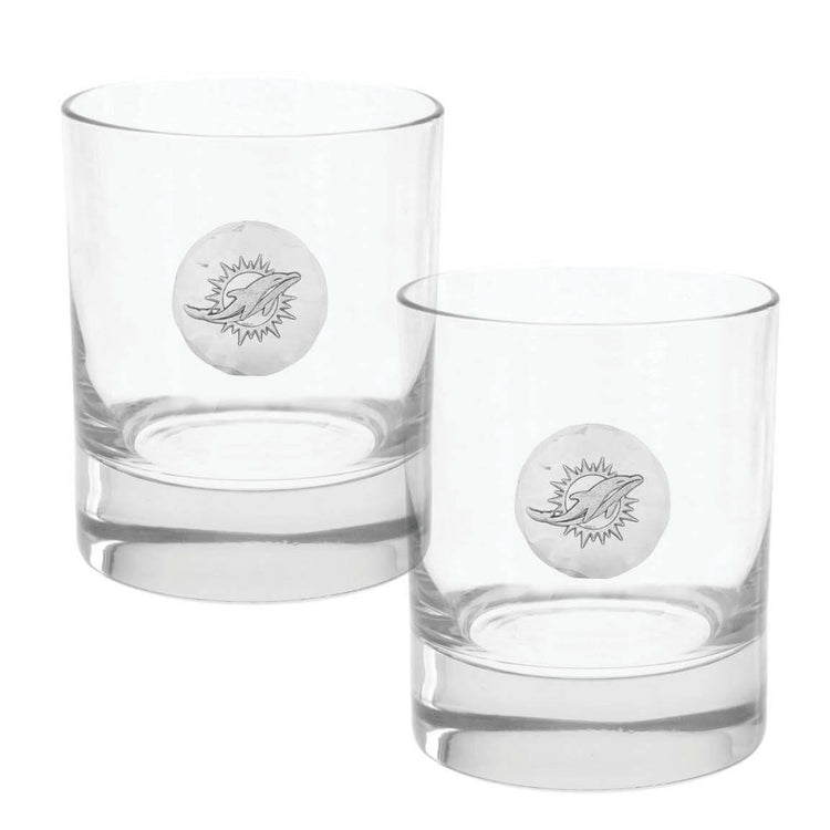 Miami Dolphins Rocks Glass Set and Collector's Box