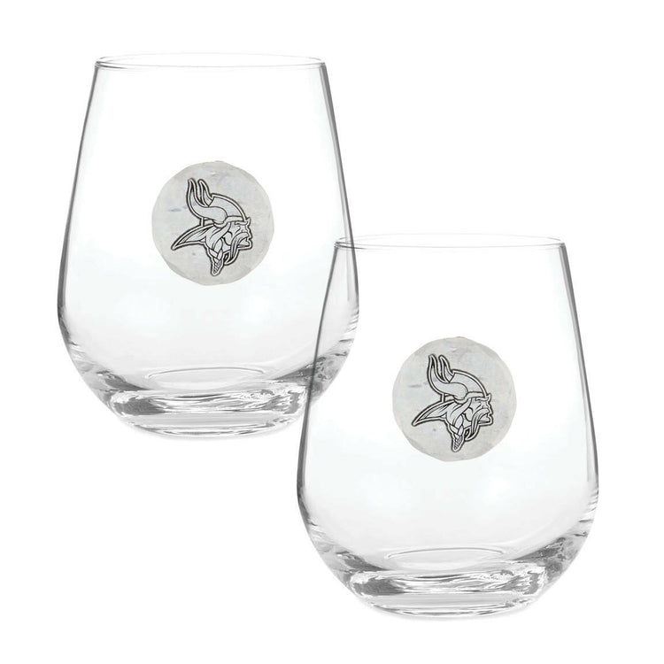 Minnesota Vikings Stemless Wine Glass and Collector's Box