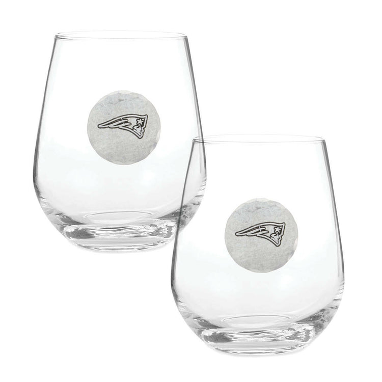 New England Patriots 2-Piece Stemless Wine Glass Set