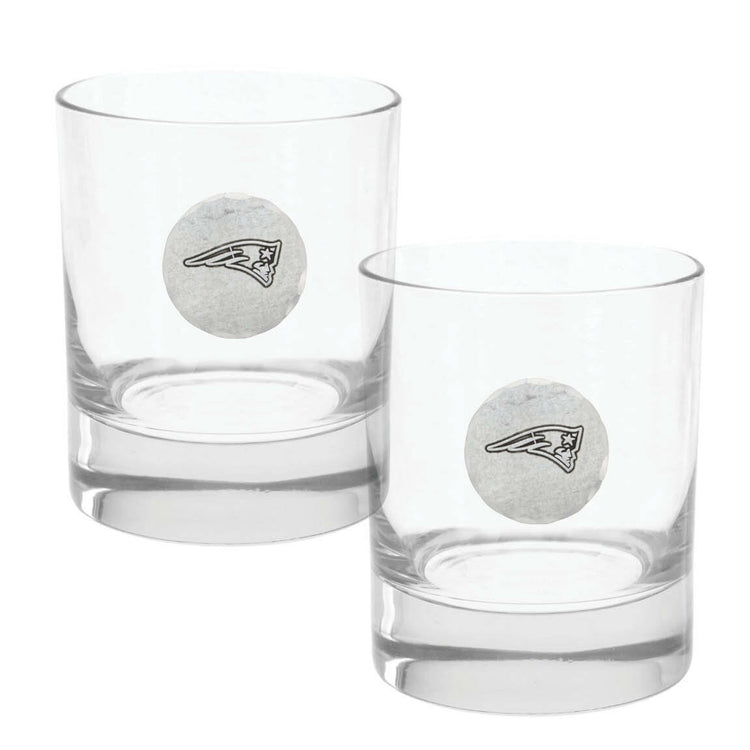New England Patriots Rocks Glass Set and Collector's Box