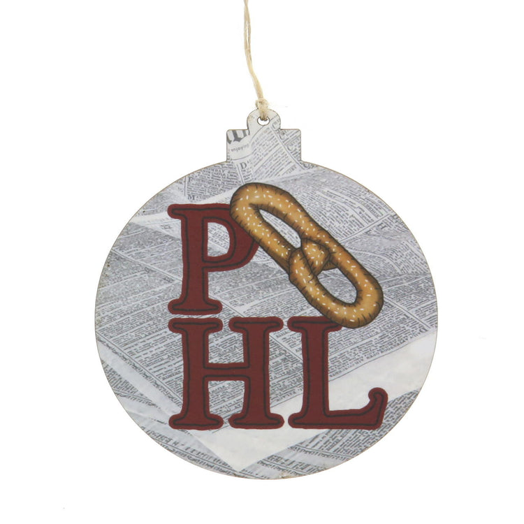 Philly Pretzel Wooden Ornament