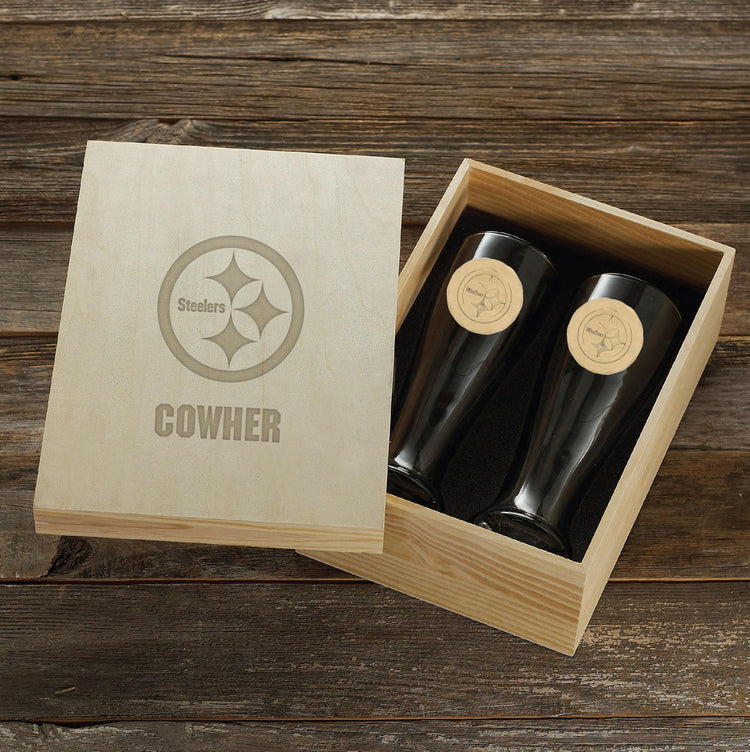 Pittsburgh Steelers 2-Piece Pilsner Set in Collectible Box (Bronze)
