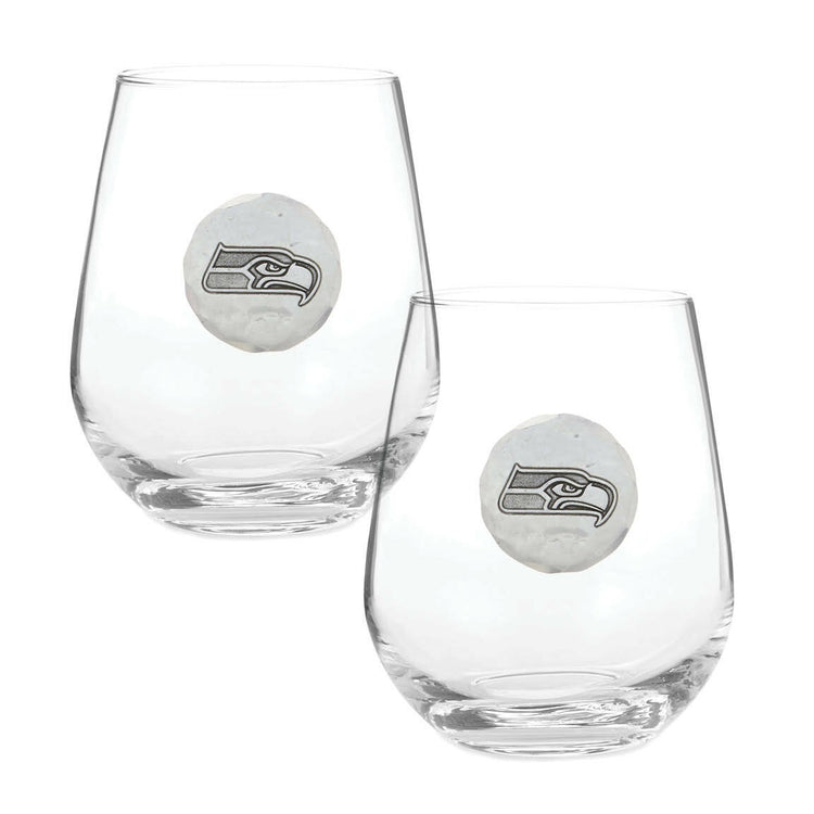 Seattle Seahawks 2-Piece Stemless Wine Glass Set