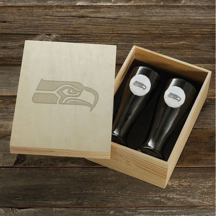 Seattle Seahawks Pilsner Set and Collector's Box