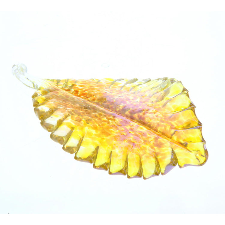 Vessel Glass Handblown Leaf - Gold