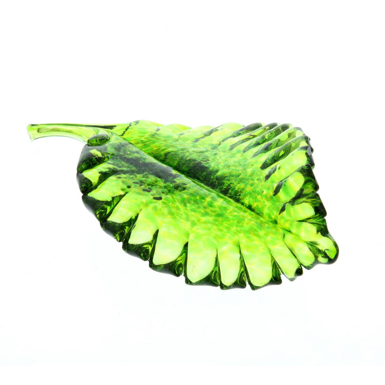 Vessel Glass Handblown Leaf - Green